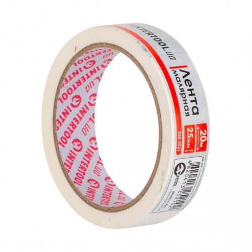 Лента малярная 25 мм, 20 м, белая INTERTOOL DM-2521