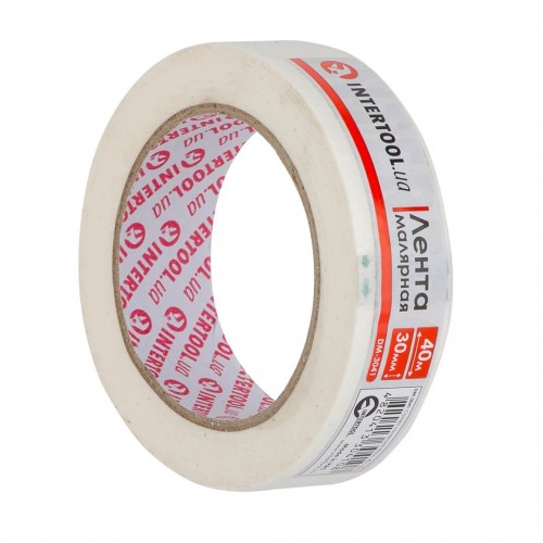 Лента малярная 30 мм, 40 м, белая INTERTOOL DM-3821 Лента малярная 30 мм, 40 м, белая INTERTOOL DM-3821