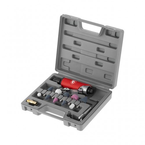 Шліфмашина пневматична у валізі 1/4" міні + набір шліфувальних каменів 10 од INTERTOOL (PT-1003)