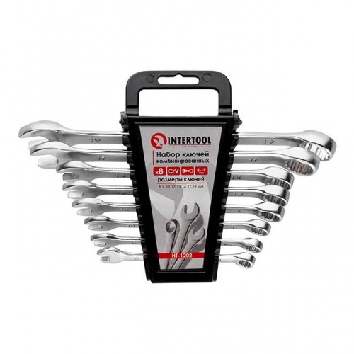 Набір ключів комбінованих 8 шт., 8-19 мм CrV INTERTOOL (HT-1202)