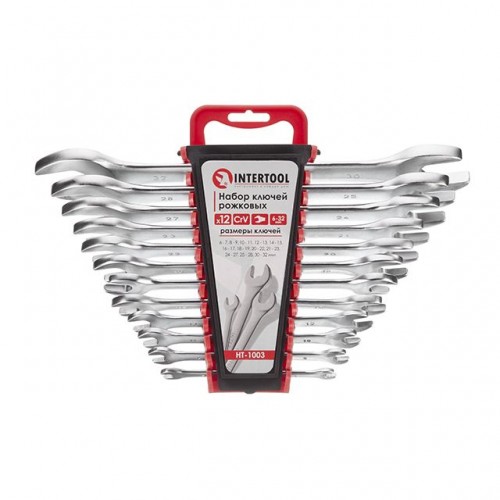 Набір ключів ріжкових, 12шт. 6-32мм. CrV. INTERTOOL (HT-1003)