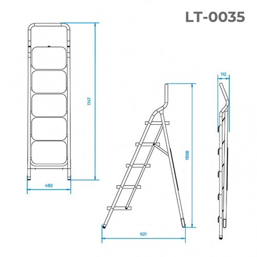 Стременка стальная, 5 лестниц, 380*260 мм, высота 1625 мм INTERTOOL (LT-0035)