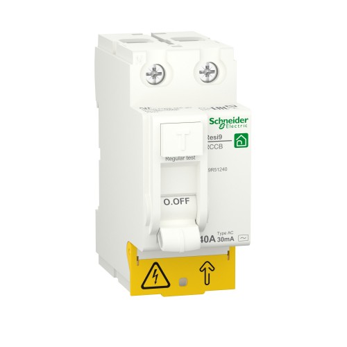 Дифференциальный выключатель Schneider Electric RESI9 40A, 30мA, 2P, тип АС (R9R51240)