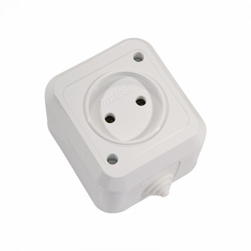 Розетка без заземления Makel Nemliyer без шторок белый (18306)
