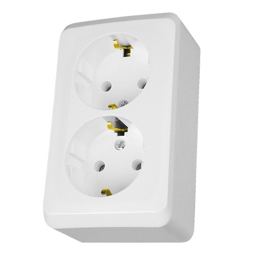 Розетка подвійна з з/к 16А. зовнішнього монтажу IP20, Schneider Electric Prima біла (WDE001048) Розетка подвійна з з/к 16А. зовнішнього монтажу IP20, Schneider Electric Prima біла (WDE001048)