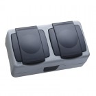 Розетка вологозахищена подвійна із заземленням Makel Nemliyer Plus IP55 сірий (36064201)