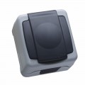 Розетка с крышкой с заземлением Makel Nemliyer Plus IP55 серый (36064029)