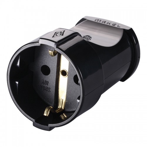 Штепсельное гнездо с заземлением черное Makel (10053)