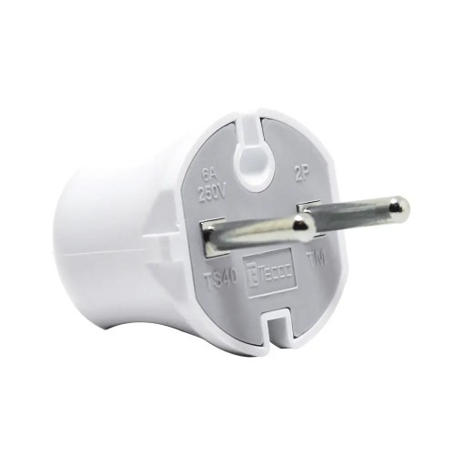 Вилка ТЕССО штепсельная без заземления 6А, 250V~ белая 1шт/уп