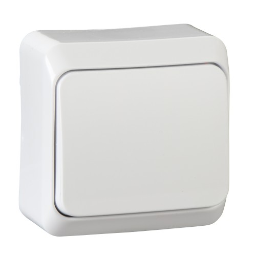 Выключатель 1-клавишный наружного монтажа IP20 (вх.1), Schneider Electric Prima белый