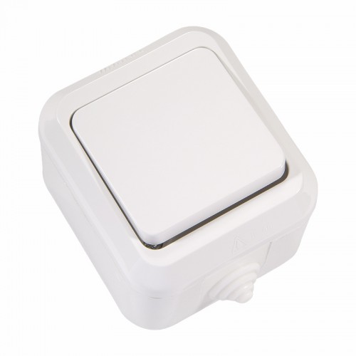 Выключатель одноклавишный Makel IP44 без подсветки белый (18300)