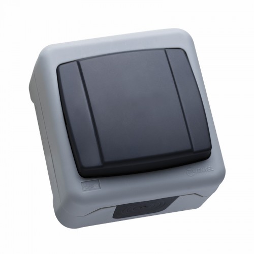 Выключатель одноклавишный Makel без подсветки серый (36064001)