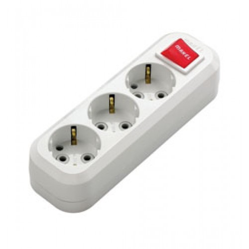 Колодка 3 гнізда з заземленням та вимикачем Makel (MGP211)