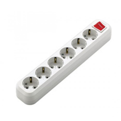 Колодка 6 гнезд с заземлением и выключателем Makel (MGP231)