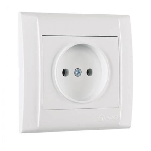 Розетка без заземления Makel Defne без шторок белый (42001022)