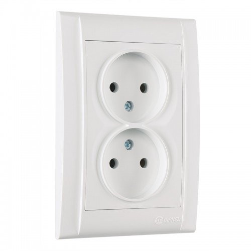 Розетка двойная без заземления Makel Defne без шторок белый (42001017)
