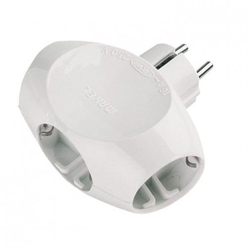 Тройник с заземлением 3 гн. белый Makel (10015)