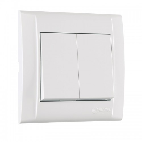 Вимикач двоклавішний Makel Defne без підсвітки білий (42001003)