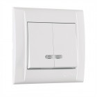 Выключатель двухклавишный Makel Defne с подсветкой белый (42001023)