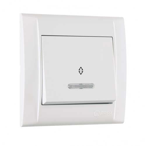 Выключатель проходной одноклавишный Makel Defne с подсветкой белый (42001025)