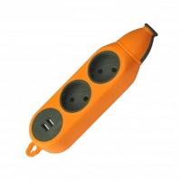 Колодка 2-а без з/к будівельна, помаранчева,одностороння ударостійка каучукова з USB (160 шт/ящ)