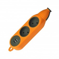Колодка 2-а без з/к будівельна, помаранчева,одностороння ударостійка каучукова з USB (160 шт/ящ)