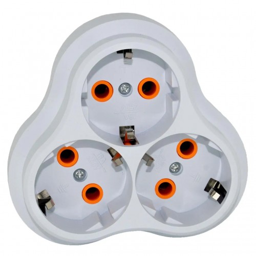 Разветвитель Quantum на три розетки с заземлением белый, 1шт/уп