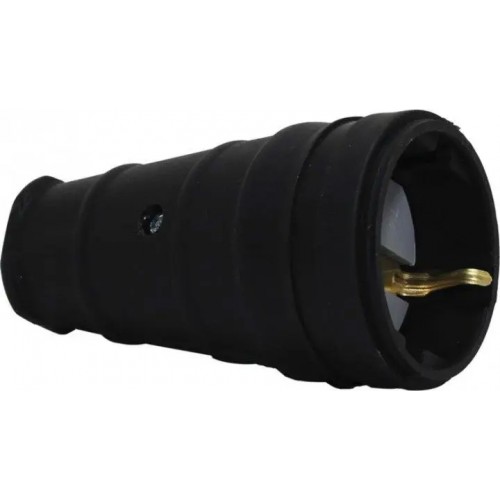 Гнездо ТЕССО Каучук с заземлением 16А, 250B~ черное 1шт/уп (TA 4001)