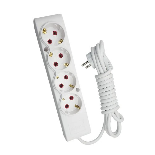 Удлинитель ТЕССО 4 поста с заземлением 5м (3*1) белый 1шт/уп