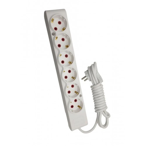 Подовжувач ТЕССО 6 постів із заземленням 3м (3*1) білий 1шт/уп