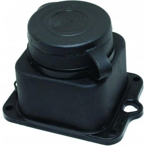 Розетка ТЕССО Каучук 1 пост с заземлением с крышкой черная 1шт/уп