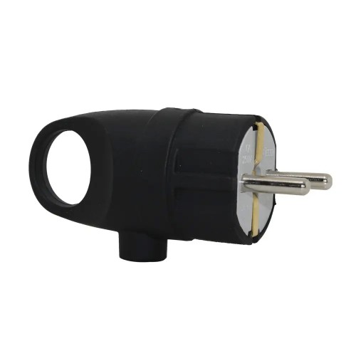 Вилка ТЕССО штепсельная с кольцом Каучук с заземлением 16А, 250B~ черная 1шт/уп (TA 3003)