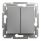 Переключатель проходной двухклавишный Schneider Electric Asfora без подсветки Антрацит (EPH0600171)