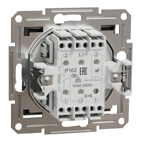 Переключатель проходной двухклавишный Schneider Electric Asfora без подсветки Антрацит (EPH0600171)