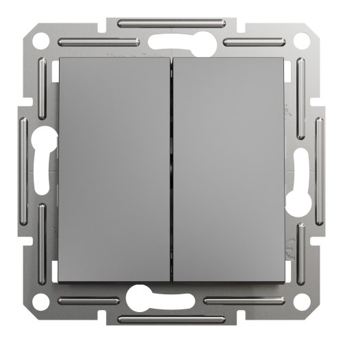 Переключатель проходной двухклавишный Schneider Electric Asfora без подсветки Антрацит (EPH0600171)