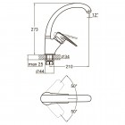 Змішувач ML Ø40 для кухні гусак вухо лат. шток на гайці AQUATICA ML-4B441C (9746100)