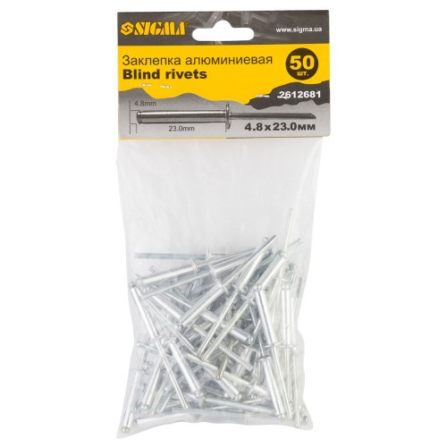 Заклепки алюмінієві 4,8×23мм 50шт Standard Заклепки алюмінієві 4,8×23мм 50шт Standard