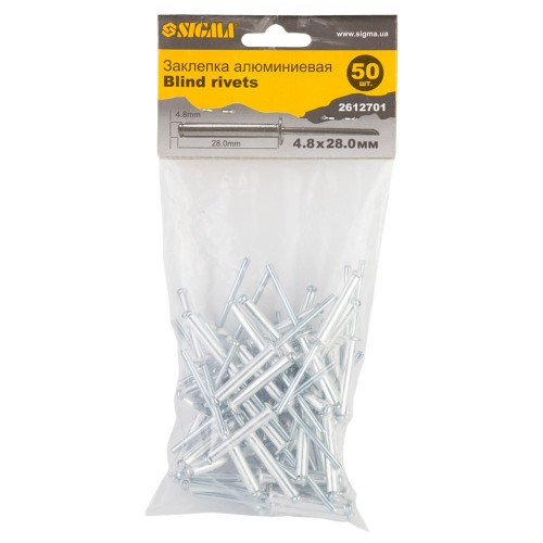 Заклепки алюмінієві 4,8×28мм 50шт Standard Заклепки алюмінієві 4,8×28мм 50шт Standard