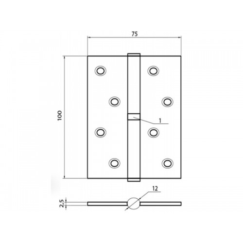 Петля дверна APECS 100*75-B-Steel-GRF-L (UA)