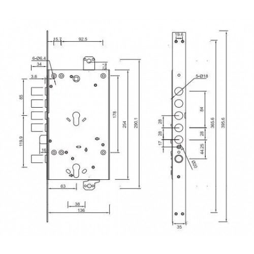 Замок врізний GOR T-16-CR
