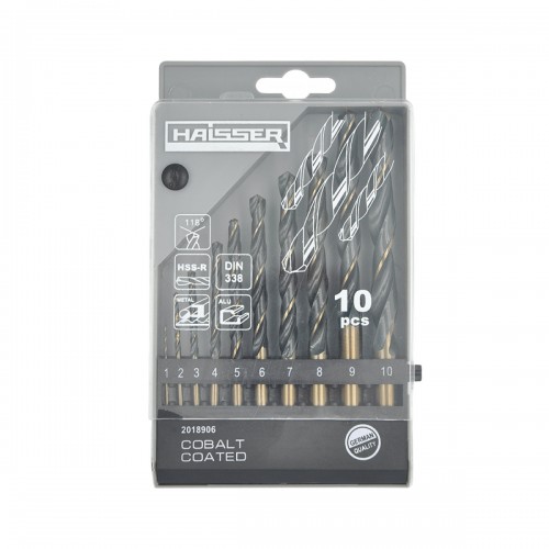 Набір свердл по металу HSS - (1-10)мм, 10шт, кобальтове покриття (HAISSER)