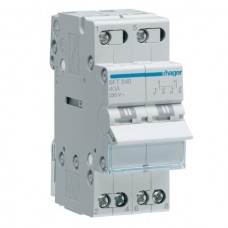 Переключатель ввода резерва I-0-II Hager с общим выводом сверху 2 полюса 40А/230В 2 м (SFT240)