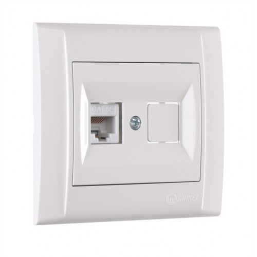 Розетка комп'ютерна Defne Makel САТ 5+гніздо біла (42001035)