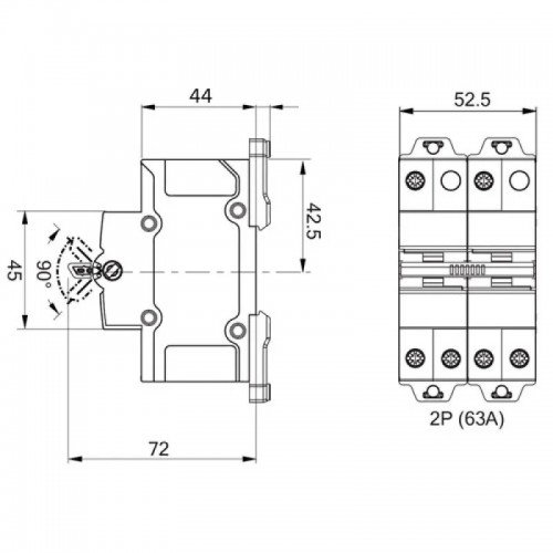 Переключатель Schneider Electric 1-0-2 iSSW Acti9 2P 63A 415V (A9SCO263)