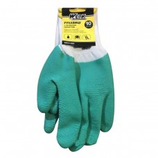 Перчатки полиэстер белые, зеленое ребристое латексное покрытие с подвеской, р.10 WERK (WE2149H)