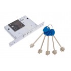 Замок сувальдний 257L, хром, 5 ключів, бексет: 60 mm, без лицьової планки, ключ 75мм