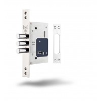 Замок сувальдний 257L, хром, 5 ключів, бексет: 60 mm, лицьова планка 35 мм